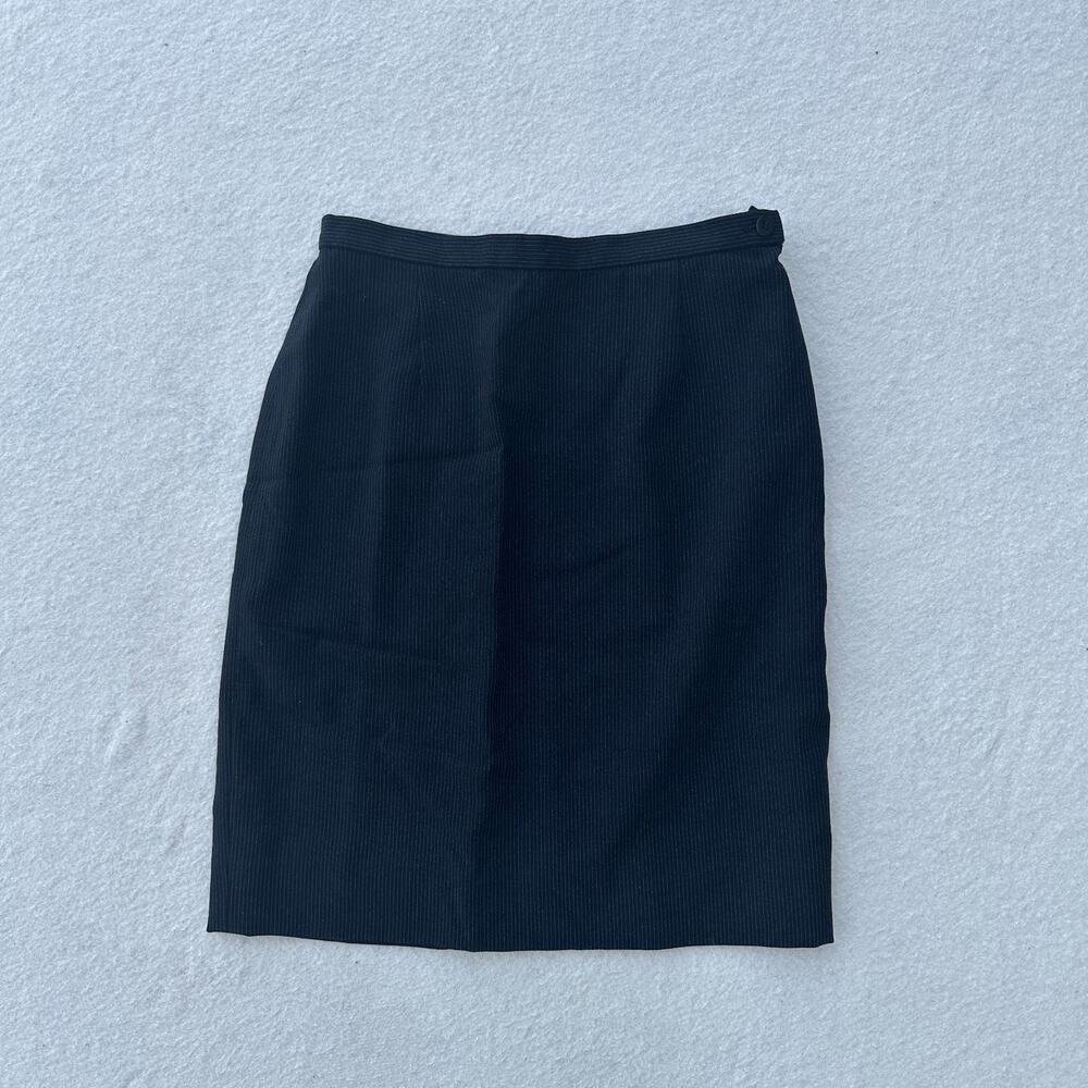 Vintage Giorgio Armani Wool Pencil Skirt Women's Size 6 Black Pinstripe Italy